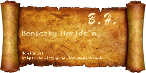 Beniczky Harlám névjegykártya
